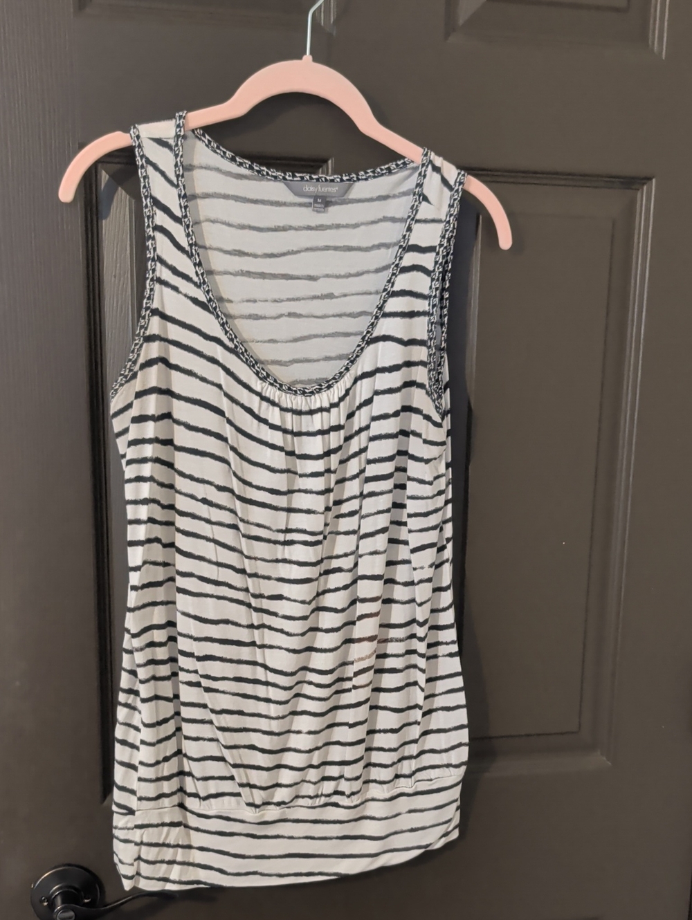 Daisy Fuentes Black and White Striped Scoop Tank